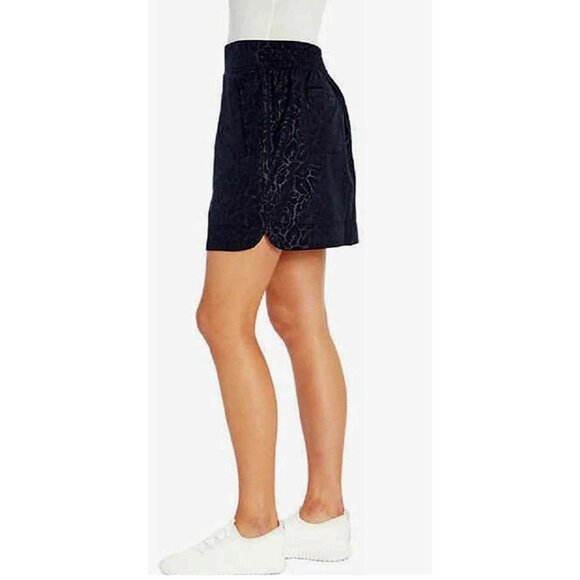 ORVIS Black Rose Embossed Print Mesh Inner Shorts Pull-On Travel Skort Size L - Picture 2 of 15
